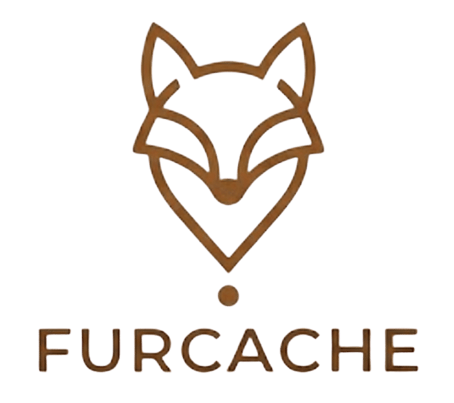 The Fur Cache Minimalist brown line drawing of a fox’s face above “FURCACHE” in bold, uppercase letters. The fox is stylized with clean lines and a modern design for The Fur Cache, your modern fur marketplace. The best place to buy and sell furs, leather, pelts, leather products and more.